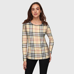 Лонгслив женский Клетчатый принт в стиле Burberry, цвет: 3D-принт — фото 2