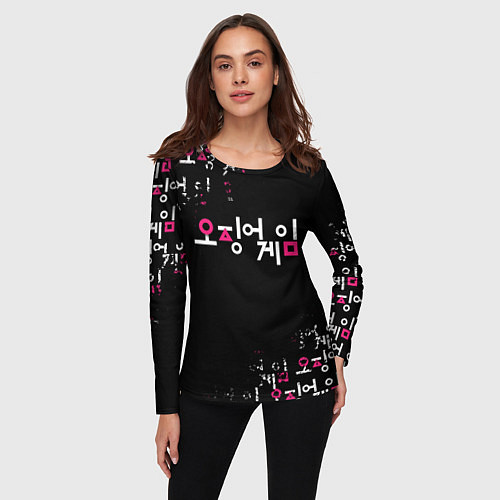 Женский лонгслив Игра в кальмара: Логотип / 3D-принт – фото 3