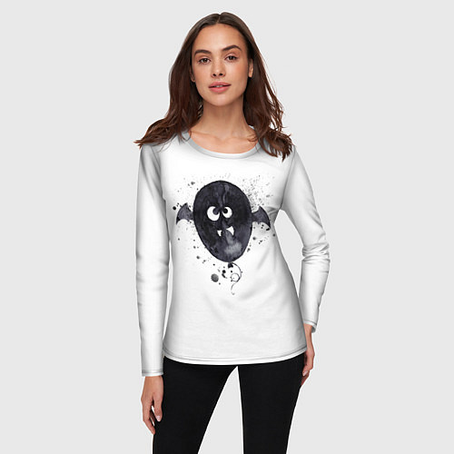 Женский лонгслив Шарик-летайка белый, полиэстер / 3D-принт – фото 3