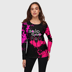 Лонгслив женский Squid Game брызги красок стража, цвет: 3D-принт — фото 2