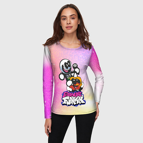 Женский лонгслив Skid and Pump Friday Night Funkin / 3D-принт – фото 3