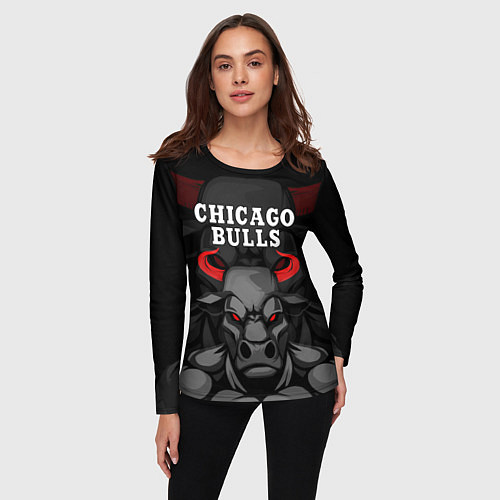 Женский лонгслив CHICAGO BULLS ЯРОСТНЫЙ БЫК / 3D-принт – фото 3