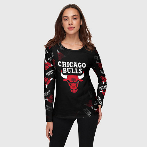 Женский лонгслив ЧИКАГО БУЛЛС БЫКИ CHICAGO BULLS / 3D-принт – фото 3