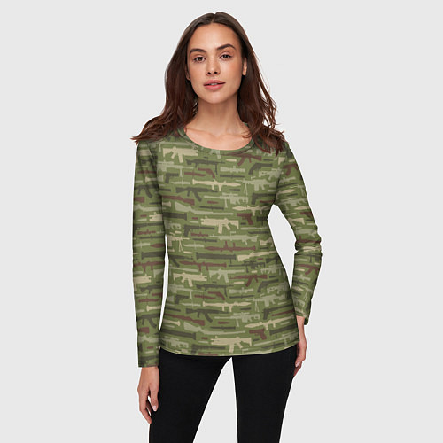Женский лонгслив Оружие камуфляж / 3D-принт – фото 3