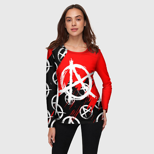 Женский лонгслив Анархия гражданская оборона ПАТТЕРН / 3D-принт – фото 3