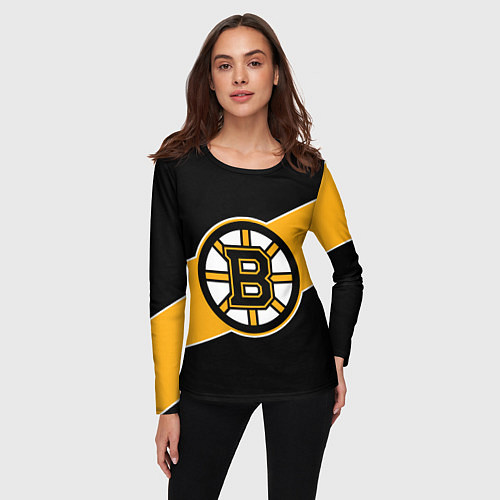 Женский лонгслив Бостон Брюинз, Boston Bruins / 3D-принт – фото 3