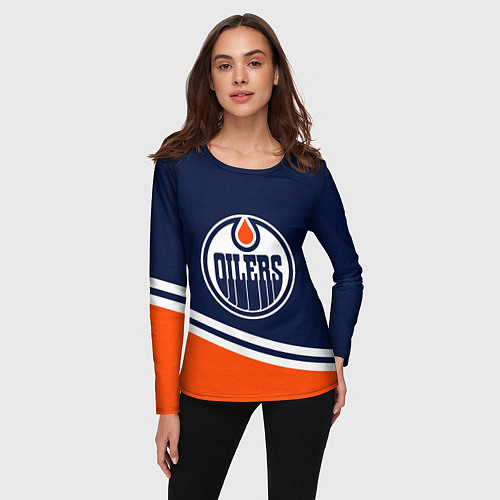 Женский лонгслив Edmonton Oilers Эдмонтон Ойлерз / 3D-принт – фото 3
