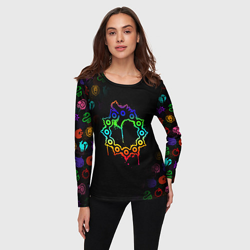 Женский лонгслив МЕЛИОДАС 7 СМЕРТНЫХ ГРЕХОВ ЦВЕТНОЙ / 3D-принт – фото 3