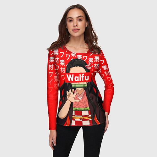 Женский лонгслив Waifu - Незуко Комадо / 3D-принт – фото 3