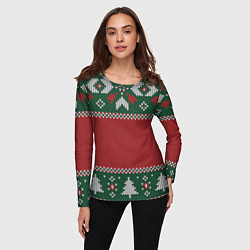 Лонгслив женский Knitted Christmas Pattern, цвет: 3D-принт — фото 2