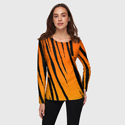 Лонгслив женский Шкура тигра диагональ, цвет: 3D-принт — фото 2