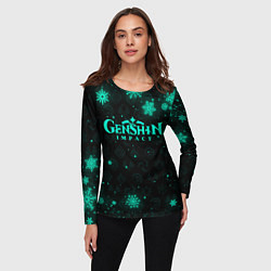 Лонгслив женский НЕОНОВЫЙ НОВОГОДНИЙ ГЕНШИН ИМПАКТ, цвет: 3D-принт — фото 2