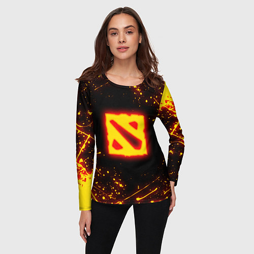 Женский лонгслив DOTA 2 FIRE LOGO ДОТА 2 ОГНЕННЫЙ ЛОГО / 3D-принт – фото 3