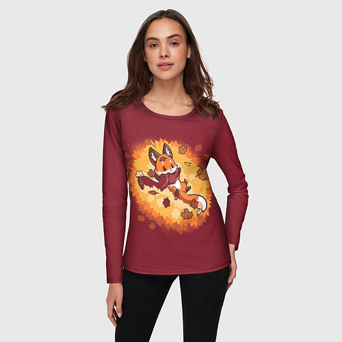 Женский лонгслив Лис в листопаде / 3D-принт – фото 3