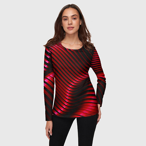 Женский лонгслив Волны красного металла / 3D-принт – фото 3