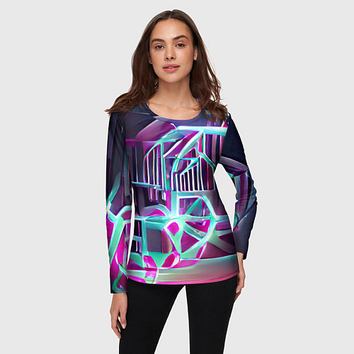 Женский лонгслив Неоновая трубка / 3D-принт – фото 3