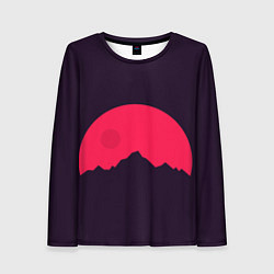 Лонгслив женский Красная луна над сумеречными горами, цвет: 3D-принт