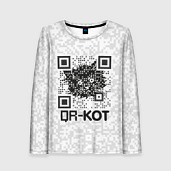 Лонгслив женский QR код котик, цвет: 3D-принт