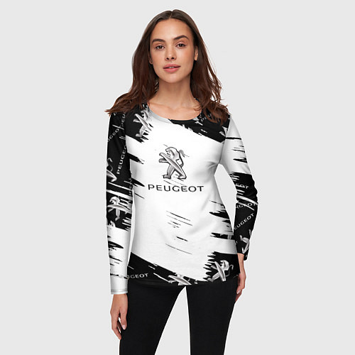Женский лонгслив Peugeot Auto Бренд / 3D-принт – фото 3