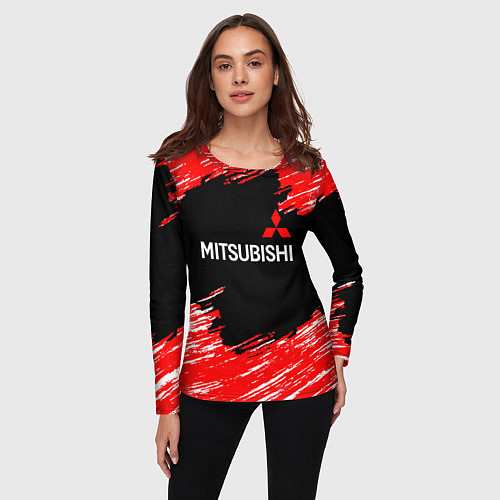 Женский лонгслив Mitsubishi размытые штрихи / 3D-принт – фото 3