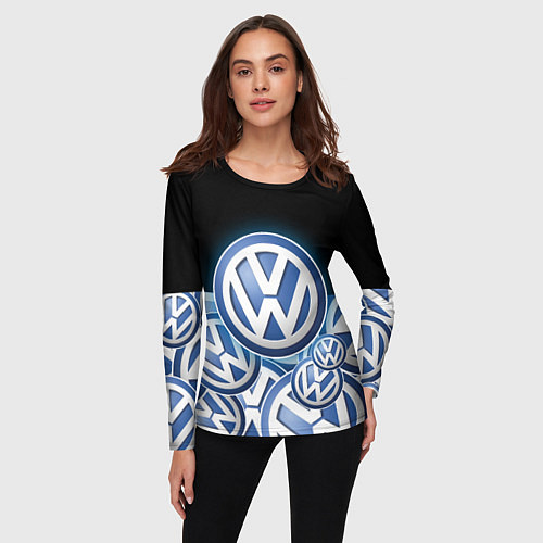 Женский лонгслив Volkswagen Большое лого паттерн / 3D-принт – фото 3