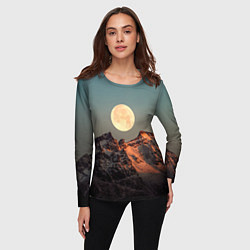 Лонгслив женский Полная луна и горы, цвет: 3D-принт — фото 2