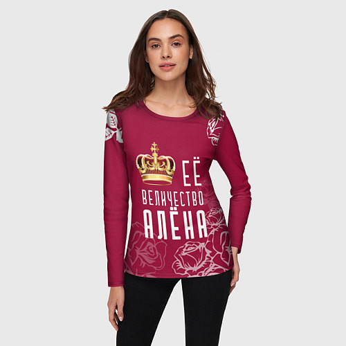 Женский лонгслив Её величество ПрекраснаяАлёна / 3D-принт – фото 3