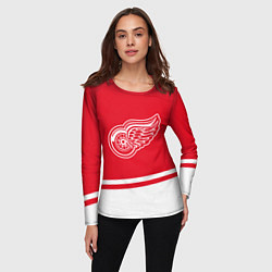 Лонгслив женский Detroit Red Wings, Детройт Ред Уингз Диагональные, цвет: 3D-принт — фото 2