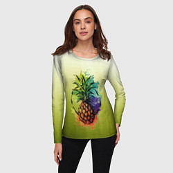 Лонгслив женский Яркий ананас, цвет: 3D-принт — фото 2