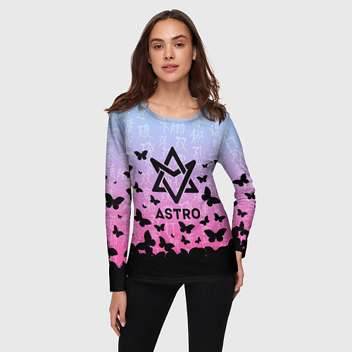 Женский лонгслив ASTRO БАБОЧКИ / 3D-принт – фото 3