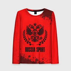 Лонгслив женский RUSSIA - ГЕРБ Russia Sport Брызги, цвет: 3D-принт