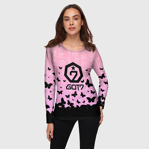 Женский лонгслив GOT7 БАБОЧКИ / 3D-принт – фото 3