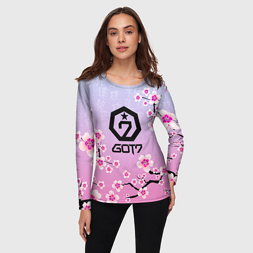 Женский лонгслив GOT7 ЦВЕТЫ САКУРЫ / 3D-принт – фото 3