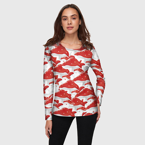 Женский лонгслив Мухоморы - fly agaric / 3D-принт – фото 3