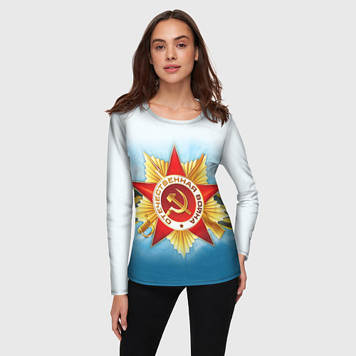 Женский лонгслив ДЕНЬ ПОБЕДЫ 9 МАЯ / 3D-принт – фото 3