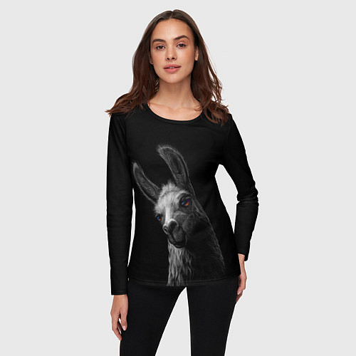 Женский лонгслив Портрет милой ламы / 3D-принт – фото 3