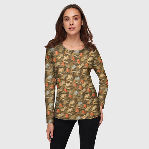 Женский лонгслив Гвоздики, золотой лавр, ленточки / 3D-принт – фото 3
