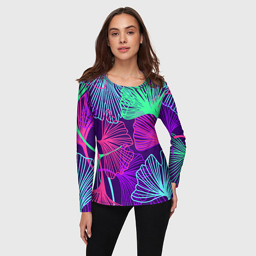 Женский лонгслив Neon color pattern Fashion 2023 / 3D-принт – фото 3