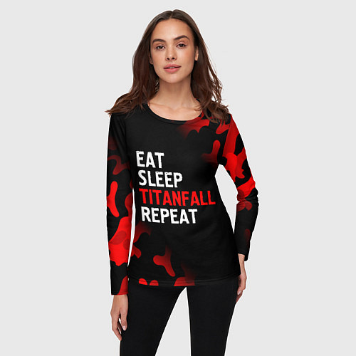 Женский лонгслив Eat Sleep Titanfall Repeat Милитари / 3D-принт – фото 3
