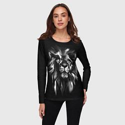 Лонгслив женский Голова льва в черно-белом изображении, цвет: 3D-принт — фото 2