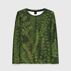 Лонгслив женский Цветы Зеленые Папоротники, цвет: 3D-принт