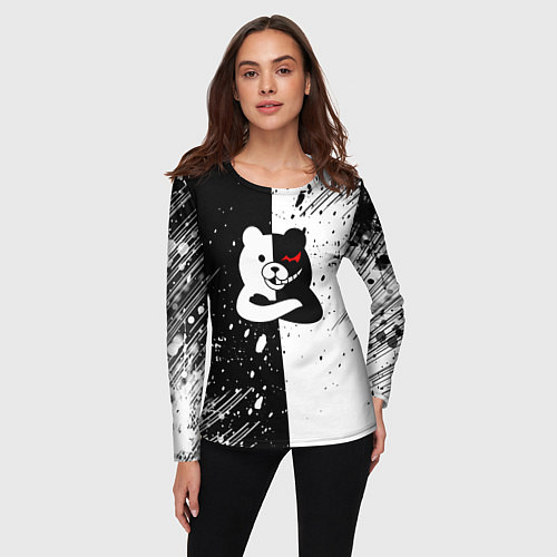 Женский лонгслив Monokuma брызги / 3D-принт – фото 3