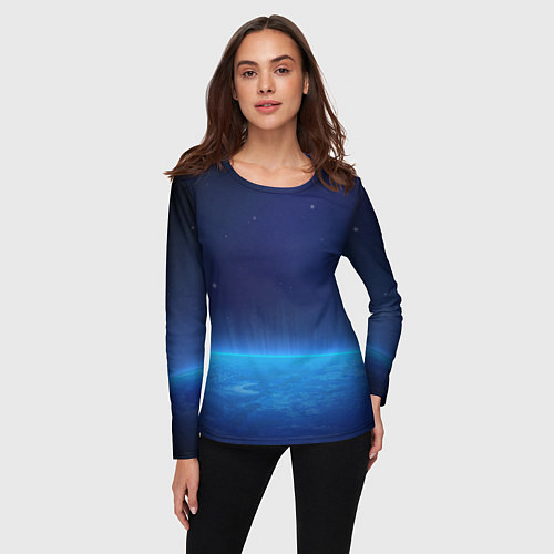 Женский лонгслив Планета вид из космоса / 3D-принт – фото 3