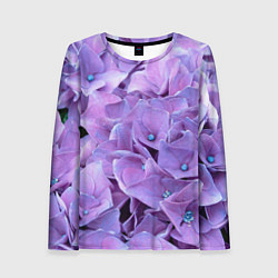 Лонгслив женский Фиолетово-сиреневые цветы, цвет: 3D-принт