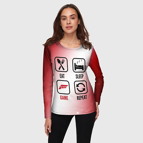 Женский лонгслив Eat Sleep Forza Horizon Repeat / 3D-принт – фото 3