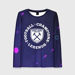 Лонгслив женский Символ West Ham и круглая надпись Football Legends, цвет: 3D-принт