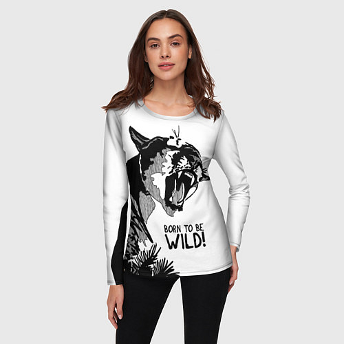 Женский лонгслив Born to be wild! Cougar / 3D-принт – фото 3