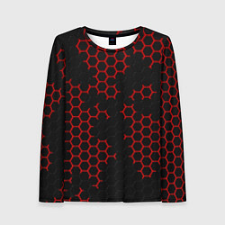 Женский лонгслив НАНОКОСТЮМ Black and Red Hexagon Гексагоны