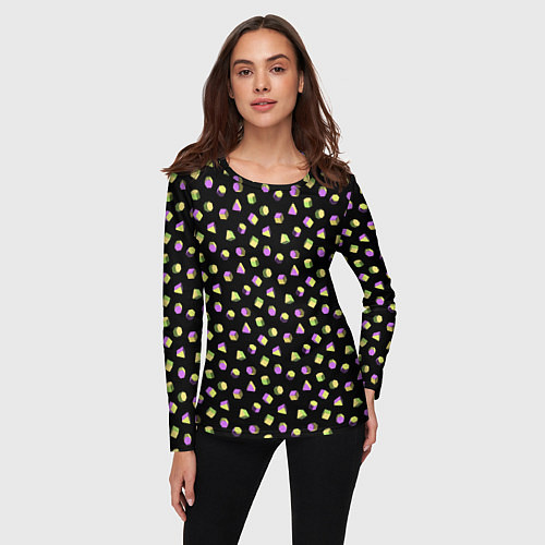 Женский лонгслив Объемные цветные геометрические фигуры / 3D-принт – фото 3