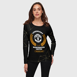 Лонгслив женский Лого Manchester United и надпись Legendary Footbal, цвет: 3D-принт — фото 2